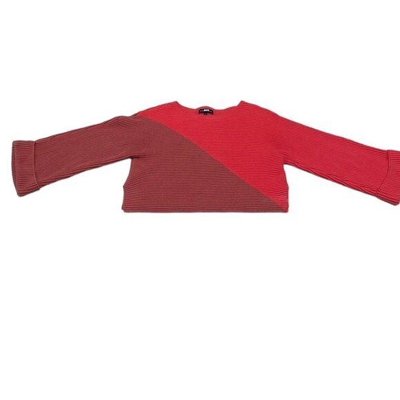 Slate & Willow Sweater Boxy Colorblock Red Knit Size Medium M - Picture 3 of 13